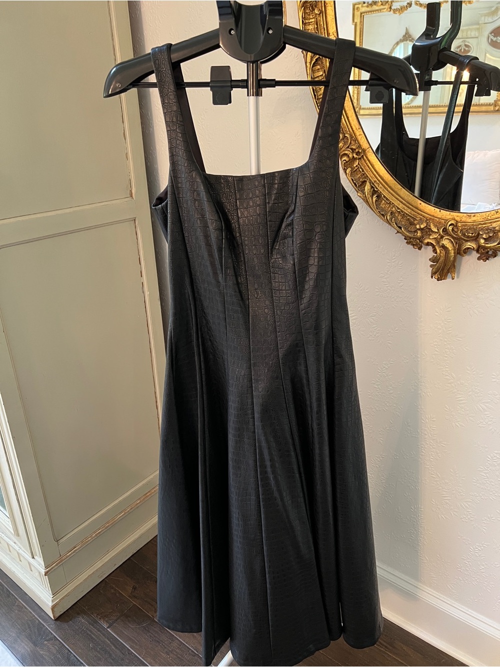 NWT Anthropologie Avec Les Filles Faux Leather Croc Embossed Midi Dress - Picture 8 of 12